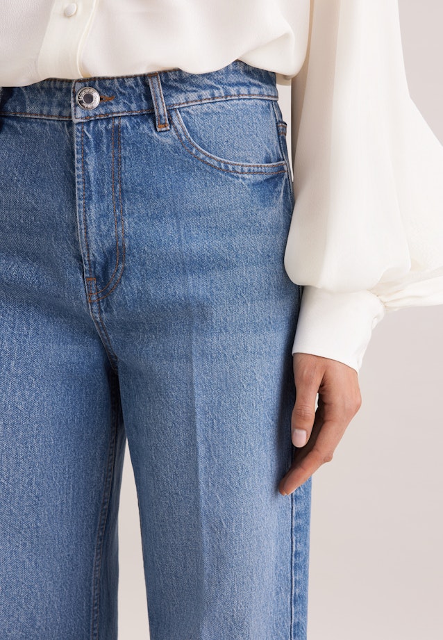 Wide- Leg Jeans High Waist mit Stretchanteil in Mittelblau |  Seidensticker Onlineshop