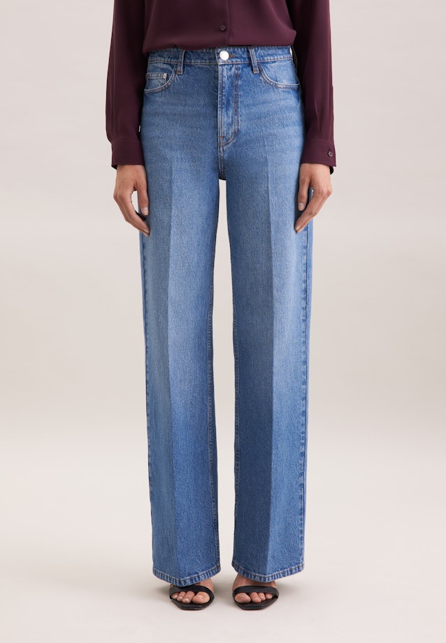 Wide- Leg Jeans High Waist mit Stretchanteil in Mittelblau |  Seidensticker Onlineshop