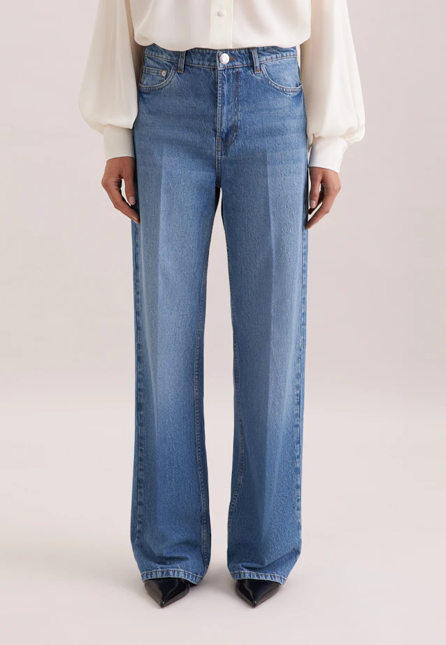 Wide-Leg Jeans High Waist with Stretch in Mittelblau |  Seidensticker Onlineshop