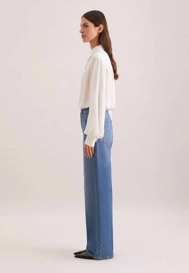 Jeans à jambes larges taille haute avec stretch in Bleu Moyen |  Seidensticker Onlineshop