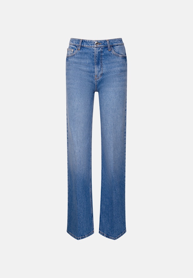 Wide- Leg Jeans High Waist mit Stretchanteil in Mittelblau | Seidensticker Onlineshop
