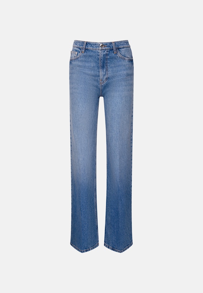 Wide- Leg Jeans High Waist mit Stretchanteil in Mittelblau | Seidensticker Onlineshop