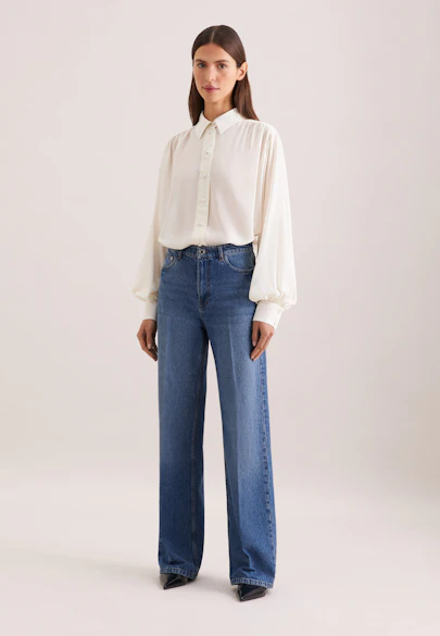 Wide- Leg Jeans High Waist mit Stretchanteil in Mittelblau |  Seidensticker Onlineshop