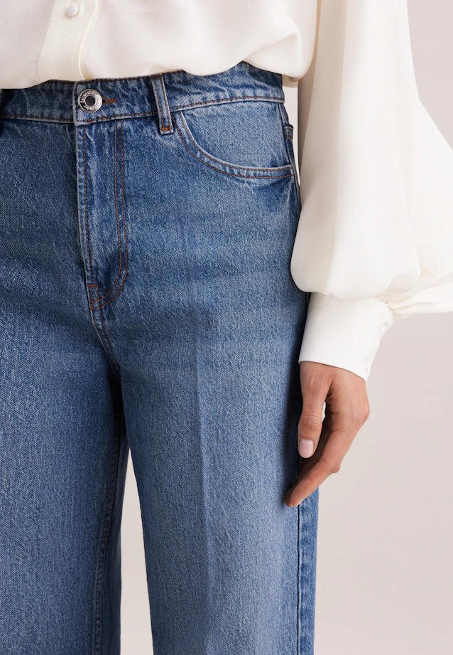 Wide-Leg Jeans High Waist with Stretch in Mittelblau |  Seidensticker Onlineshop