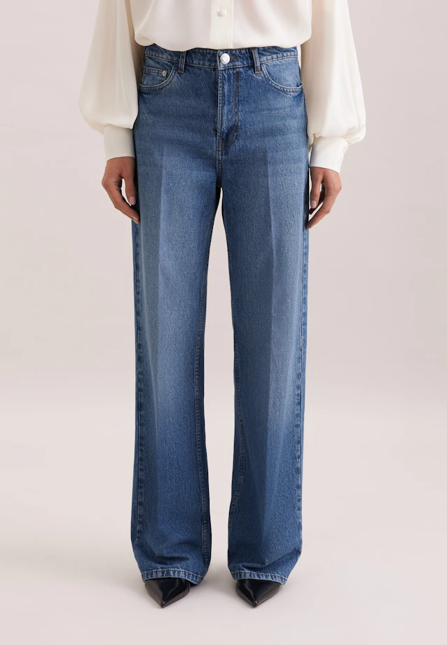 Wide-Leg Jeans High Waist with Stretch in Mittelblau |  Seidensticker Onlineshop