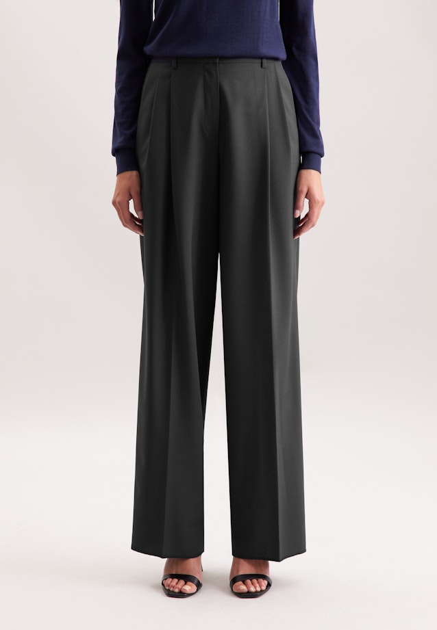 Bundfaltenhose aus einer Wollmischung in Schwarz |  Seidensticker Onlineshop