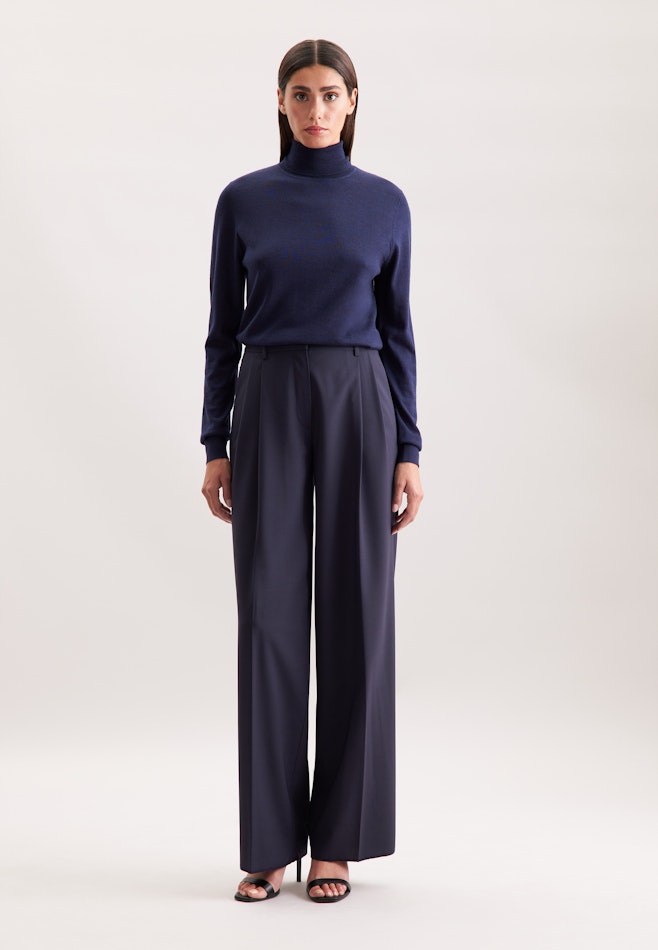Bundfaltenhose aus einer Wollmischung in Dunkelblau | Seidensticker Onlineshop