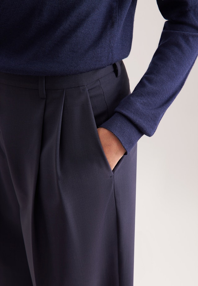 Bundfaltenhose aus einer Wollmischung in Dunkelblau |  Seidensticker Onlineshop