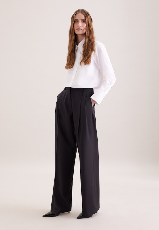 Pantalon à plis en mélange de laine in Bleu Foncé |  Seidensticker Onlineshop