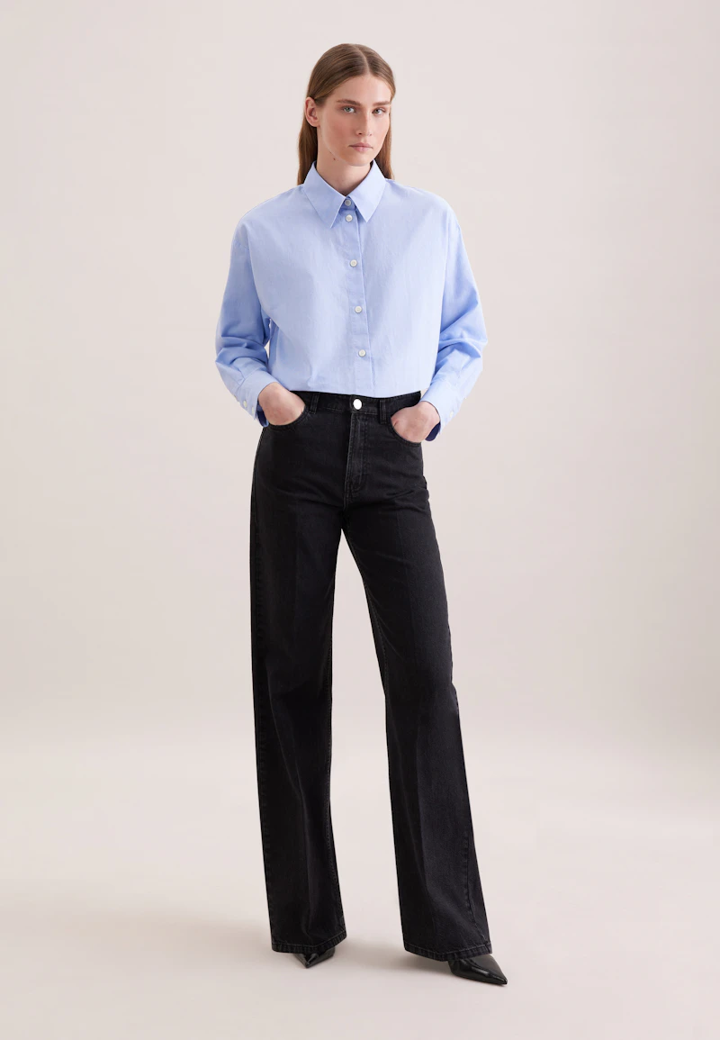 Jeans à jambes larges taille haute avec stretch