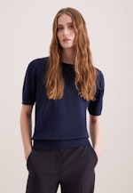 Lightweight knitted shirt made of wool and silk in Navy |  Seidensticker Onlineshop