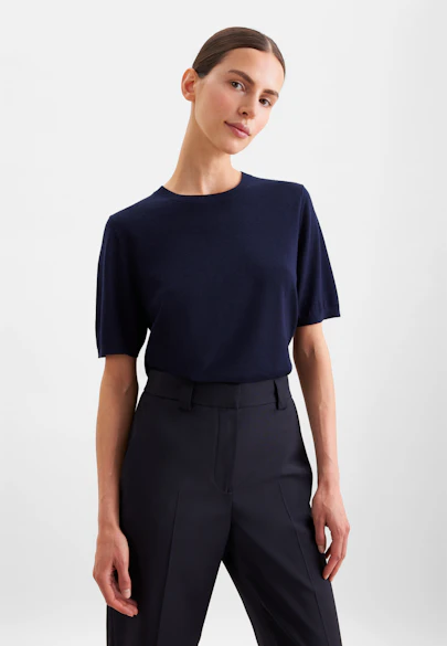 Chemise tricotée légère en laine et soie in Bleu Foncé |  Seidensticker Onlineshop