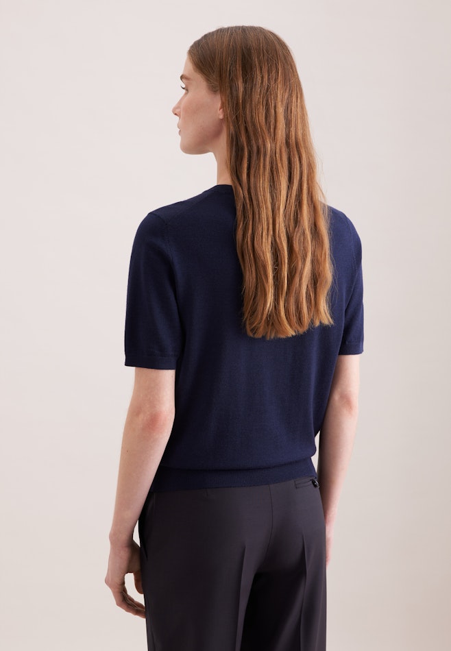 Leichtes Strickshirt aus Wolle und Seide in Navy | Seidensticker Onlineshop