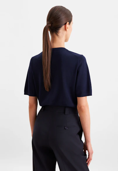 Chemise tricotée légère en laine et soie in Bleu Foncé |  Seidensticker Onlineshop