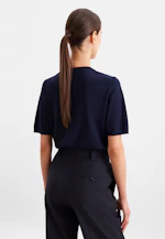 Leichtes Strickshirt aus Wolle und Seide in Dunkelblau |  Seidensticker Onlineshop