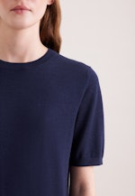 Lightweight knitted shirt made of wool and silk in Navy |  Seidensticker Onlineshop