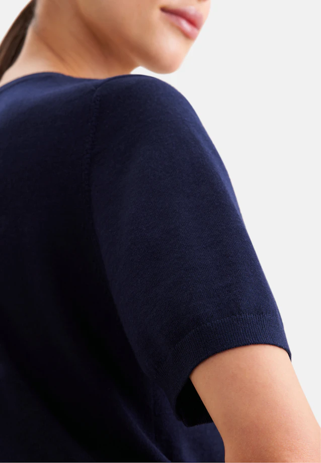 Leichtes Strickshirt aus Wolle und Seide in Dunkelblau |  Seidensticker Onlineshop