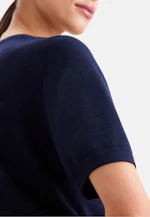 Leichtes Strickshirt aus Wolle und Seide in Dunkelblau |  Seidensticker Onlineshop