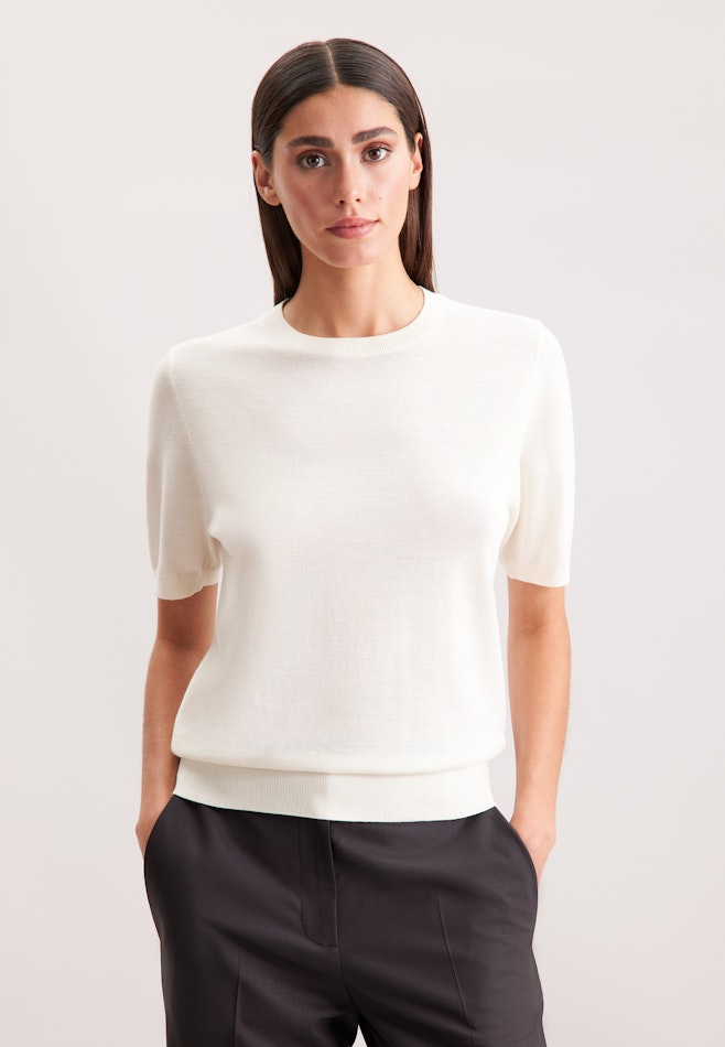 Leichtes Strickshirt aus Wolle und Seide in Ecru | Seidensticker Onlineshop