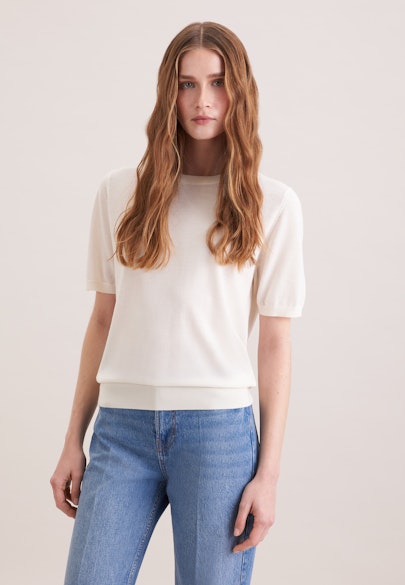 Leichtes Strickshirt aus Wolle und Seide in Ecru |  Seidensticker Onlineshop