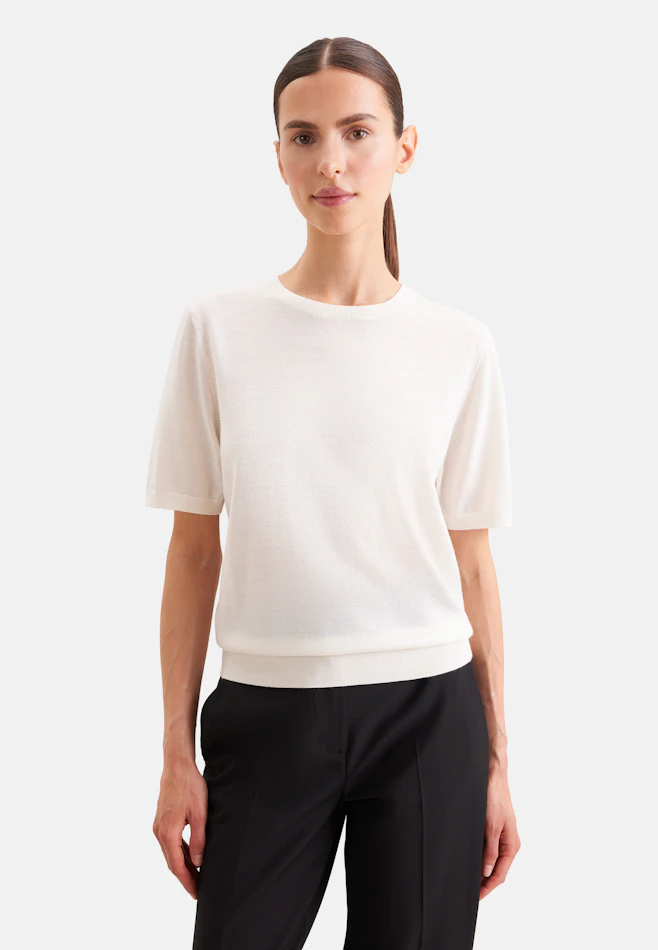 Leichtes Strickshirt aus Wolle und Seide in Ecru | Seidensticker Onlineshop