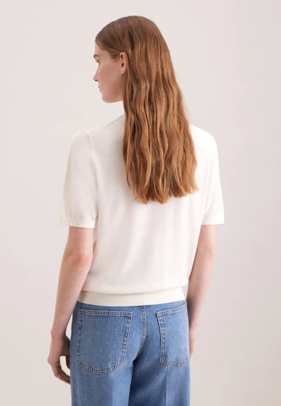 Lightweight knitted shirt made of wool and silk in Off white |  Seidensticker Onlineshop