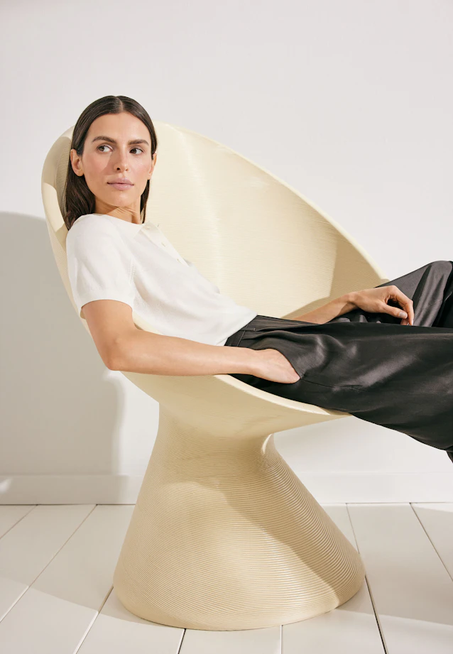 Leichtes Strickshirt aus Wolle und Seide in Off white |  Seidensticker Onlineshop