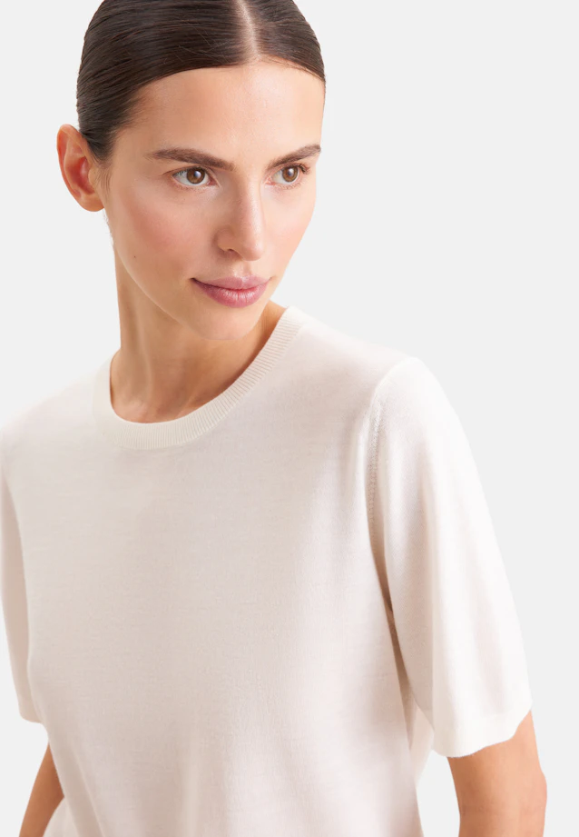 Chemise tricotée légère en laine et soie in Ecru |  Seidensticker Onlineshop