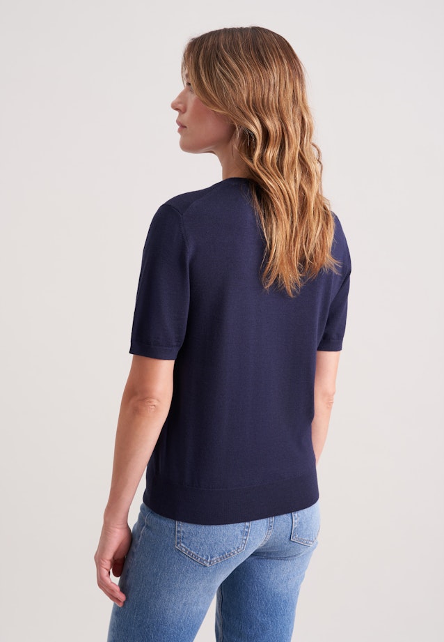 Leichtes Strickshirt aus Wolle und Seide in Dunkelblau |  Seidensticker Onlineshop