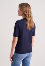 Leichtes Strickshirt aus Wolle und Seide in Dunkelblau |  Seidensticker Onlineshop