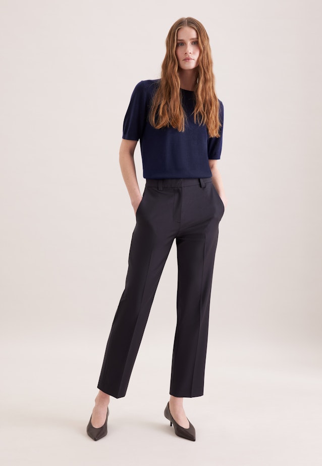 Chemise tricotée légère en laine et soie in Bleu Foncé |  Seidensticker Onlineshop