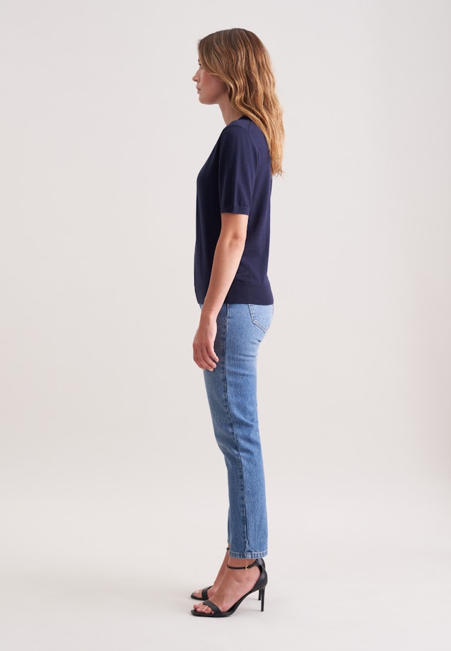 Leichtes Strickshirt aus Wolle und Seide in Dunkelblau |  Seidensticker Onlineshop