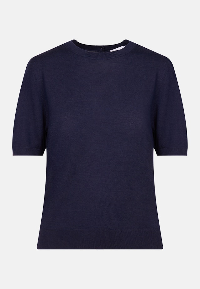 Leichtes Strickshirt aus Wolle und Seide in Dunkelblau |  Seidensticker Onlineshop