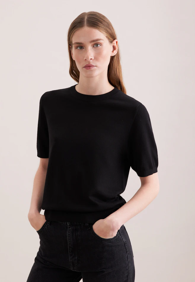 Leichtes Strickshirt aus Wolle und Seide in Real black | Seidensticker Onlineshop