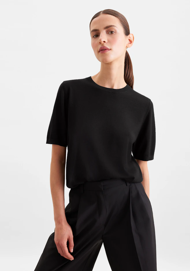 Leichtes Strickshirt aus Wolle und Seide in Schwarz | Seidensticker Onlineshop