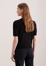 Chemise tricotée légère en laine et soie in Noir |  Seidensticker Onlineshop