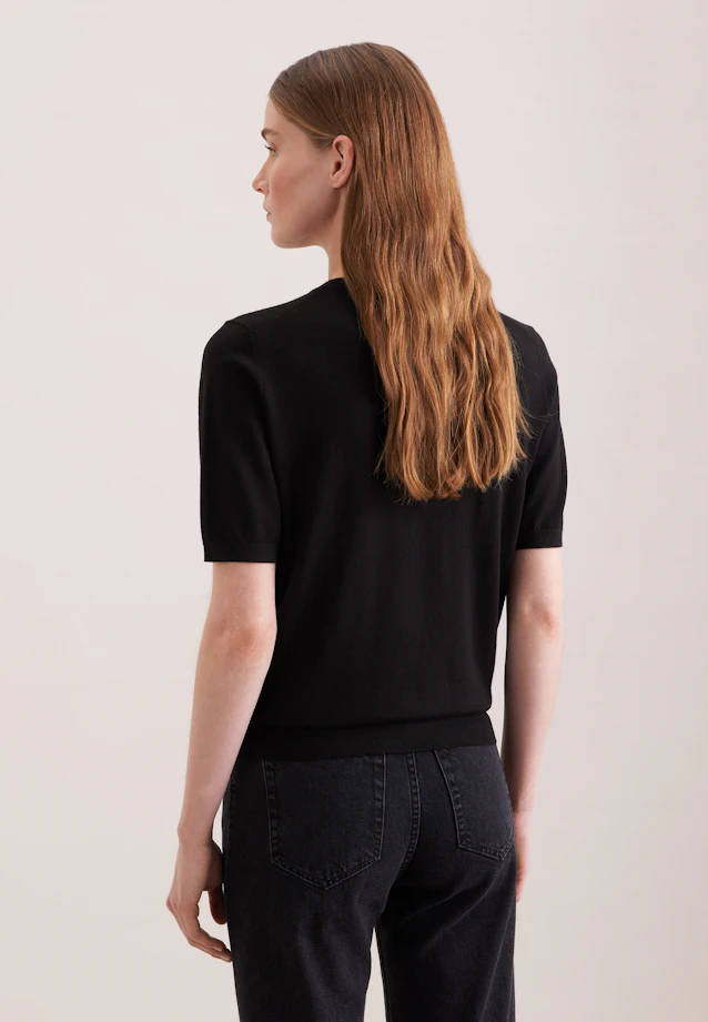 Chemise tricotée légère en laine et soie in Noir |  Seidensticker Onlineshop