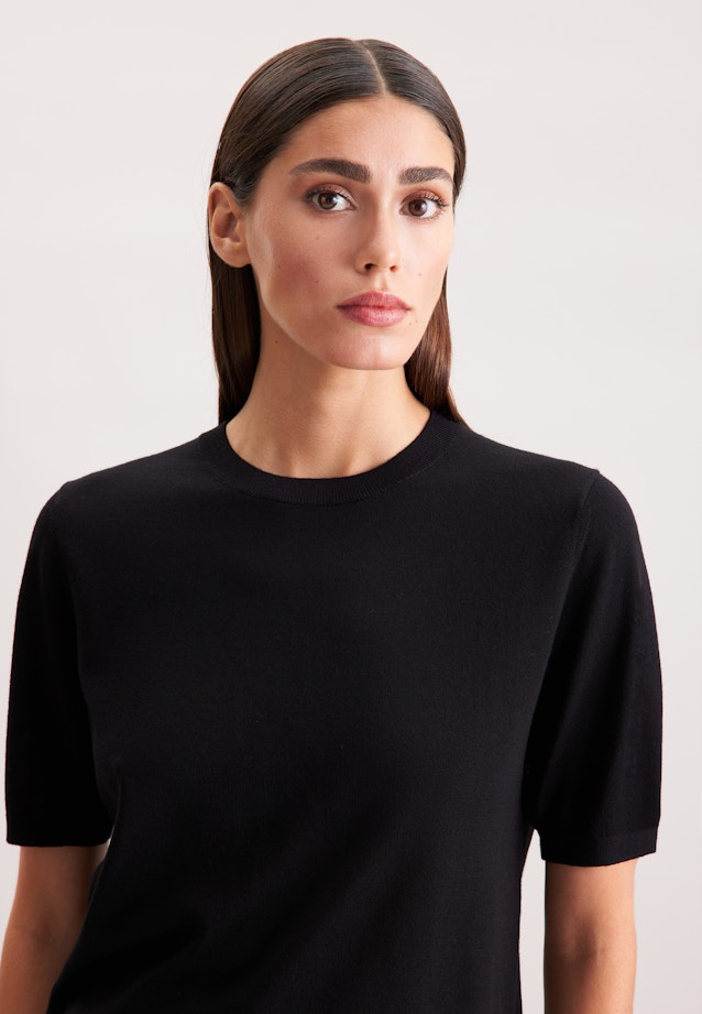 Leichtes Strickshirt aus Wolle und Seide in Schwarz |  Seidensticker Onlineshop