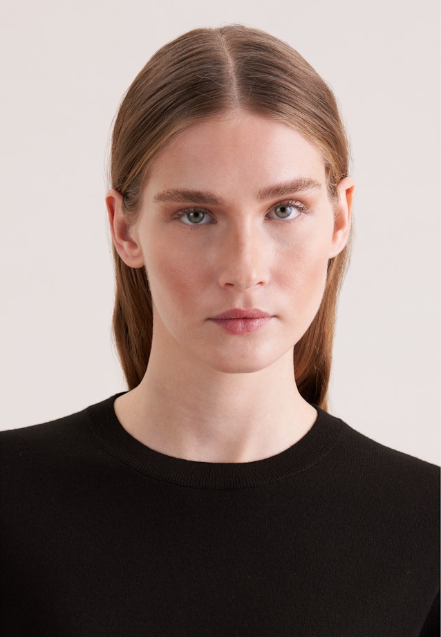 Chemise tricotée légère en laine et soie in Noir |  Seidensticker Onlineshop