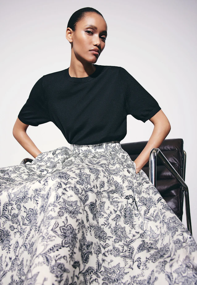 Chemise tricotée légère en laine et soie in Noir |  Seidensticker Onlineshop