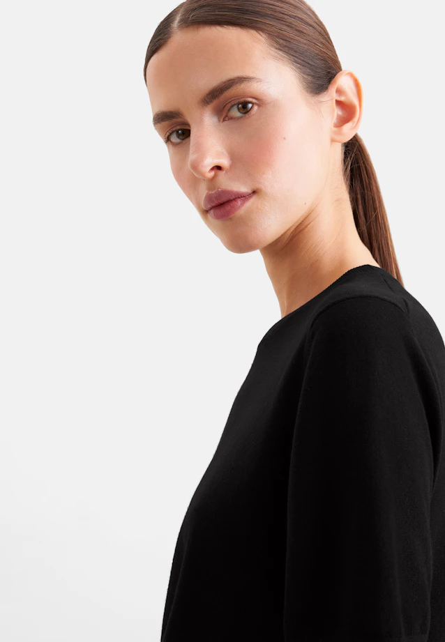 Leichtes Strickshirt aus Wolle und Seide in Schwarz |  Seidensticker Onlineshop