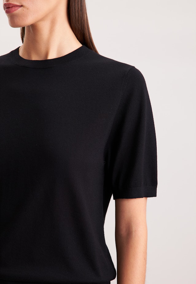 Leichtes Strickshirt aus Wolle und Seide in Schwarz |  Seidensticker Onlineshop