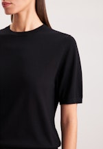 Leichtes Strickshirt aus Wolle und Seide in Schwarz |  Seidensticker Onlineshop