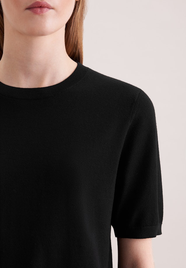 Chemise tricotée légère en laine et soie in Noir |  Seidensticker Onlineshop