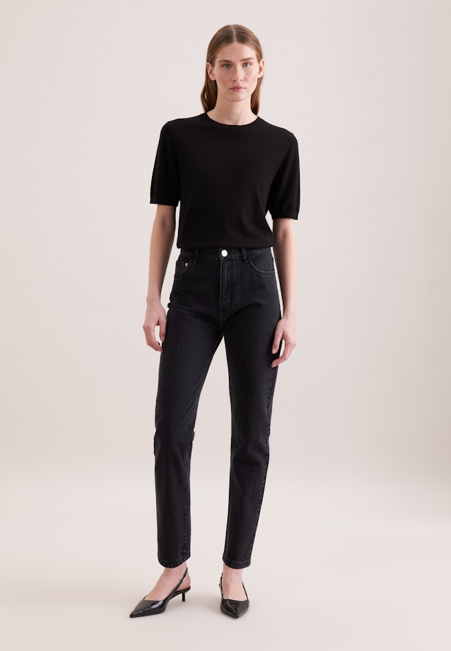 Chemise tricotée légère en laine et soie in Noir |  Seidensticker Onlineshop