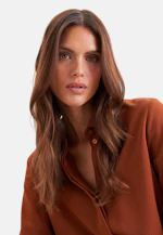 Shirt blouse with long cuff in Braun |  Seidensticker Onlineshop