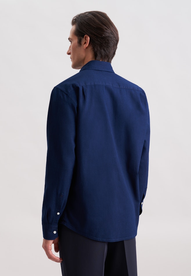 Regular Chemise décontractée Structure dans Bleu Foncé | Boutique en ligne Seidensticker
