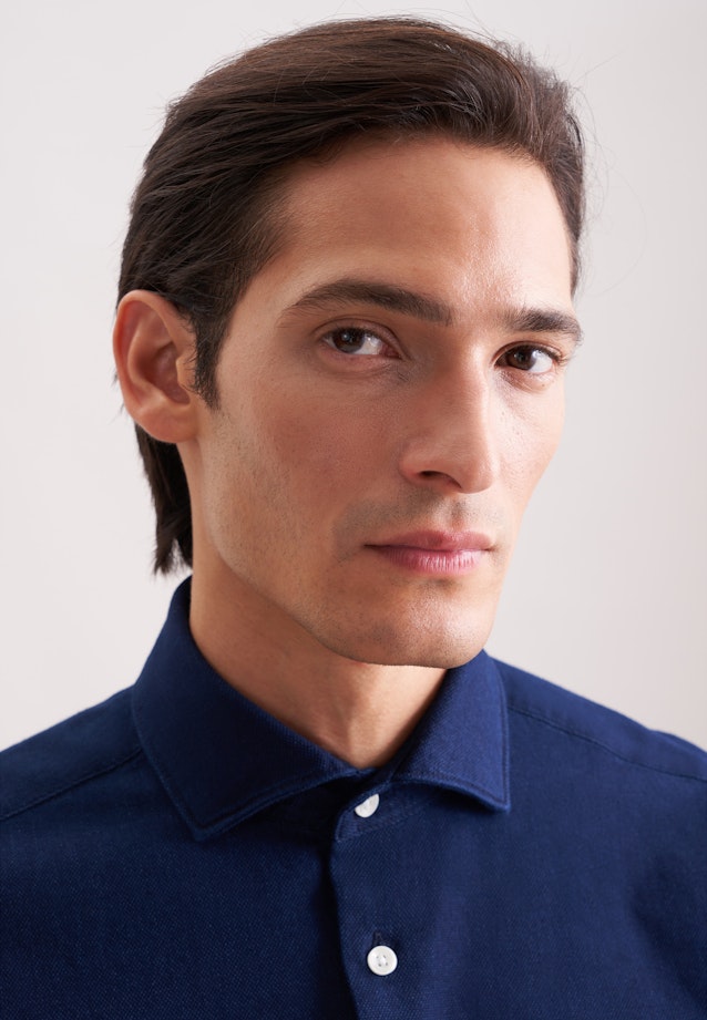 Regular Casual Hemd Struktur in Dunkelblau |  Seidensticker Onlineshop