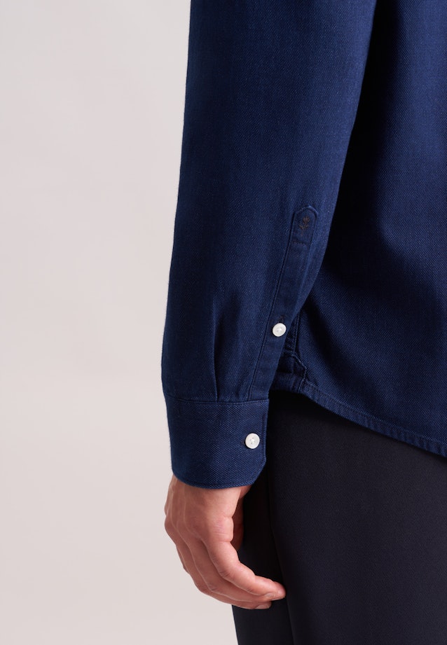 Regular Casual Hemd Struktur in Dunkelblau |  Seidensticker Onlineshop