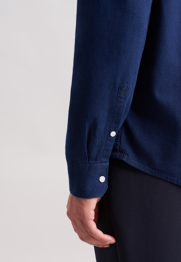 Regular Casual Hemd Struktur in Dunkelblau |  Seidensticker Onlineshop